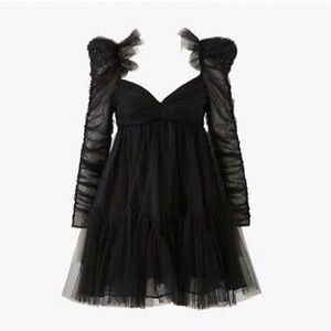NWT Zimmerman Black Tulle Ruched Mini Dress 1